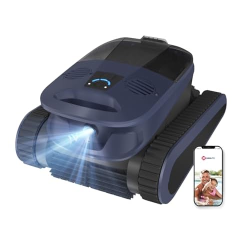 Pool Vacuum,Seauto New Shark Robotic Pool Cleaner for Inground Pools,4 Brushes&Motors,Waterline Only Mode,AI Sonar Navigation,240-Mins Max Runtime Sucks up to 3,230 Sq.ft Blue