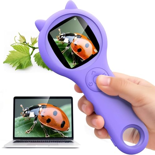 Image of Kids Microscope Handheld, Autofocus 200X 1080P Microscope for Kids Digital, Mini Portable Pocket Miniscope Kids Toys for Ages 5 6 7 8 9 10 11 12 Year Old Boys Girls,Purple