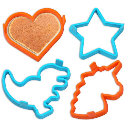 Kamehame Silicone Pancake Molds for Heart, Star, Dinosaur, Unicorn Shape Pancakes, 4 Pack Nonstick Pancake Shaper for kids, Fun Cake Ring Mold for Griddle Cooking by Kamehame - Used condition - US$14.60