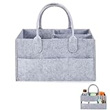 ZexJpr 1 Stück Wickelorganizer, Wickeltisch Organizer Und Wickeltasche, 33x23x18cm Tragbarer Wickelorganizer, Faltbarer Filztasche Organizer Mit Fächern, Bequemes Reisen Mit Babybedarf(Grau)