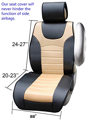 Protech Auto 180205S Black/Tan -2 Front Car Seat Cover Cushions Leather Like Vinyl Fit For Toyota Prius 2020 2019 2018-2007 #TOP4