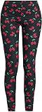 Bund mit Gummizug Rock Rebel by EMP Damen Schwarze Leggings mit Kirschen-Print M