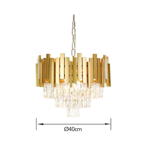 Partna, 4236 ENG Lustre Pendente de Cristal 40cm com Aluminio Dourado