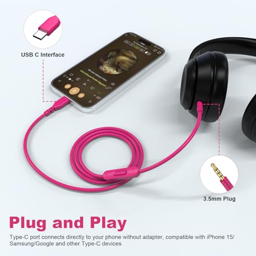 Cable de repuesto USB C a 3.5 mm para auriculares Beats Studio Solo rosa 5
