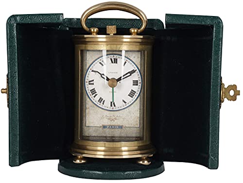 Justime Solid Brass Parisian Carrige Antique Collectible Analog Table Desk Alarm Clock For Gift, Home Decor, Battery Operated (Small) #TOP4