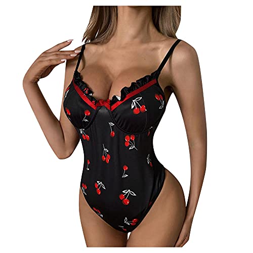 Sous-vêtements lingerie sexy femme col V nuisette mince imprimée
