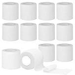 12 Rolls Self Adhesive Bandage Tape, 5cm x 4.5m Elastic Cohesive Bandages Sock Football Wrist Finger Tape, Vet Wrap for Dogs, Horses, Pets (White)