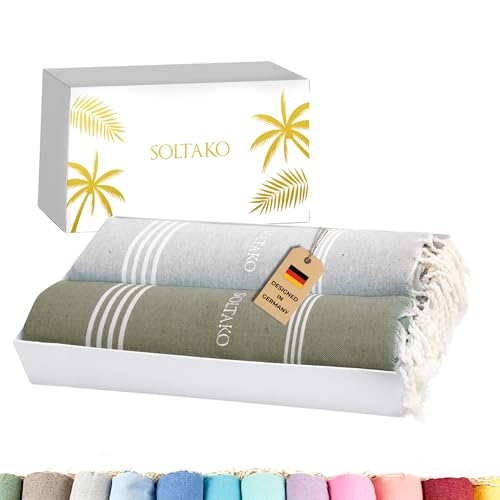 SOLTAKO Premium Hamamtuch Bali Fouta 100x200 cm Strandtuch Sauna – Ansicht 1