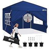 Sekey 3m x 3m One-Touch Pop Up Gazebo with Sides – Instant Setup, Heavy Duty & Waterproof 1000mm, Includes 4 Weight Bags for Extra Stability – Perfect for Outdoor Events (Navy, 3x3 with Sides)