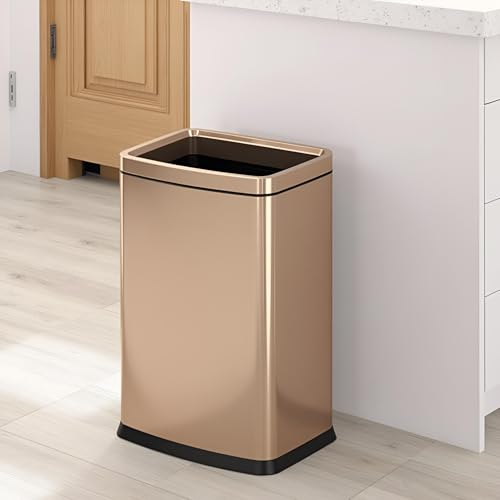 Image of 25L /6.6GAL Large Kitchen Trash Can,Tall Open Top Garbage Can,11.81 * 8.66 * 19.68inces,Smooth,Stainless Steel,Commercial,Hospital, Airport