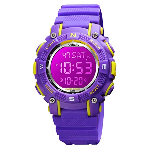 CakCity Kids Digital Sport Watches Outdoor Waterproof LED 7 Color Lights Electronic Watches for Girls Boys with Alarm Stopwatch Child Wrist Watch