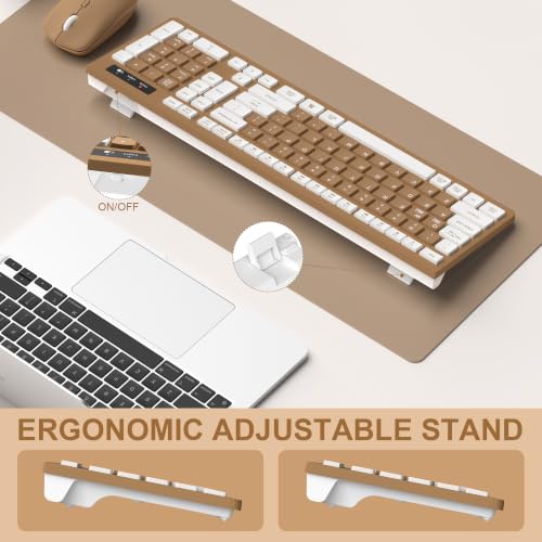 Image of Wireless Keyboard and Mouse Combo, Full-Sized Wireless Keyboard and Adjustable DPI Mouse, 2.4GHz USB Receiver, Keyboard and Mouse for PC, Windows, Desktop, Laptop (Mocha Color)