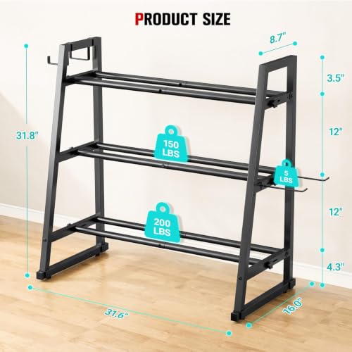 Dumbbell Rack Stand Only, Adjustable Weight Rack for Home Gym, Capacity Weight Storage Stand, Kettlebell & Dumbbell Organizer, Space-Saving Fitness Equipment Rack by NomNest - Used condition - Image 2