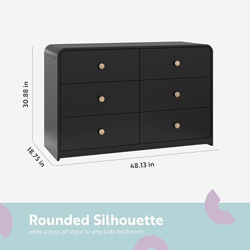 image for Storkcraft Santos 6 Drawer Dresser (Black) - Dresser for Nursery, 6 Dr