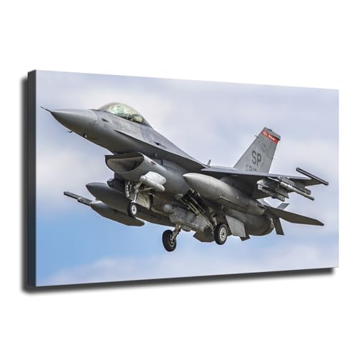 F-16 Fighter Airplane F-16 Fighting Falcon Fighter Jet U.S Air Force Poster Canvas Modern Home Aesthetic Decor HD Wall art Decor Gift Artwork for Bedroom Living Study kitchens churches (24×36inch-Unframed)