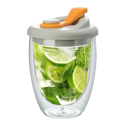 Termica – 6 Pollici Bicchiere Caffè | Isolante Design – Trasparente con Coperchio Isotermico per Bevande Calde e Fredde Ideale per Caffè Tè Succo Latte e Dessert