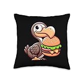 Cute Comic dodo hamburger cheeseburger Emu Throw Pillow
