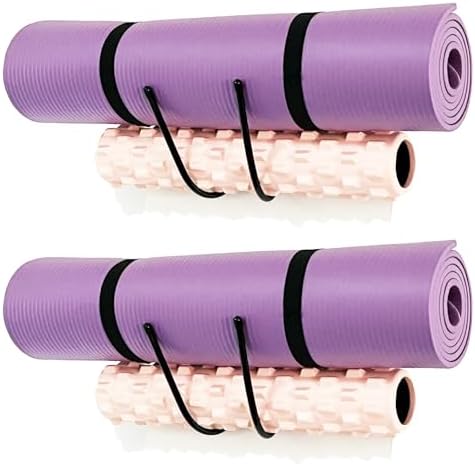 Wheel Stretch Rack 2 Pack Large Wall Mount Yoga Mat Storage Rack, Wall Shelf Organizer for ...