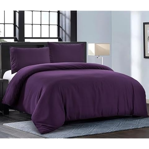 Soft Pure Cotton Luxury Duvet Cover 800 Thread Count 1 Piece Duvet Cover with Button and Corner Ties Sateen Weave Purple Duvet Cover Twin/Twin XL 68X90 Inches Cover