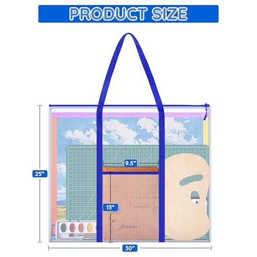 Image of ZKOO Bulletin Board Poster Storage, Extra-Large Storage Chart Art Portfolio Bag 30 x 25 Inchs, Bulletin Board Sheet Organization for Bulletin Boards, Scrapbooks, Keepsake and Poster (30 inch X 25 inch, Blue)