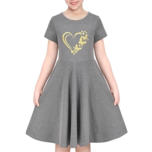 Image of Sunny Fashion Girls Dress Colorful Striped Knitted Cotton Stretch School