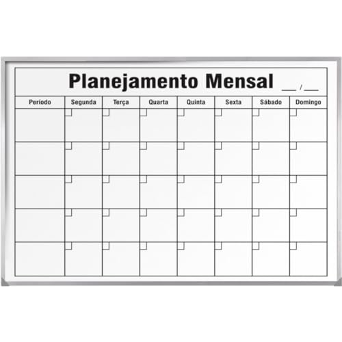 Quadro de Planejamento Mensal, 90cm X 60cm, Mold. Alumínio Luxo - Souza & Cia (Ref: 6334)