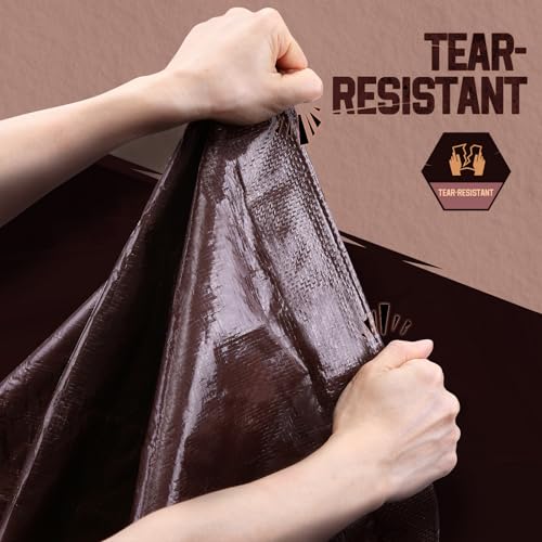 Image of 10x14 Tarp 8 Mil Waterproof Tarp Multipurpose Large Tarp, Brown /Black
