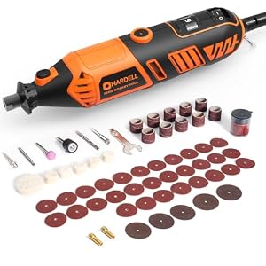 HARDELL 180W Corded Rotary Tool Kit, 8000-35000 RPM 61 Accessories for DIY | Powerful 180W Rotary Tool Kit for Cutting, Sanding, Grinding, Polishing, Engraving & Drilling