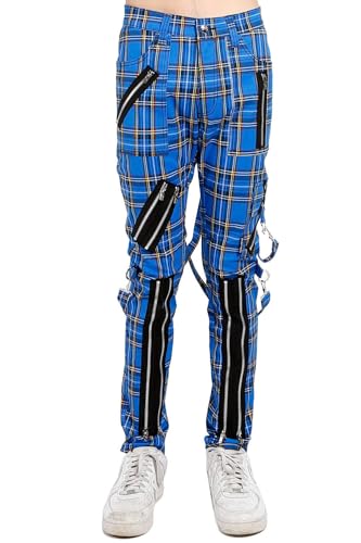 Tripp Punk Bondage Pants [Blue Plaid]