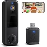 Belleye 2K Sonnette sans Fil avec Caméra, 2,4G WiFi Sonnette Vidéo sans Fil Extérieure Étanche, Détection Mouvement PIR,Stockage Cloud Uniquement,Audio Bidirectionnel,Vision Nocturne