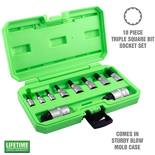 Oemtools 23906 10 Piece Magnetic Triple Square Bit Socket Set, Triple Square Socket Set For European Vehicles, Includes Sturdy Storage Case #TOP1