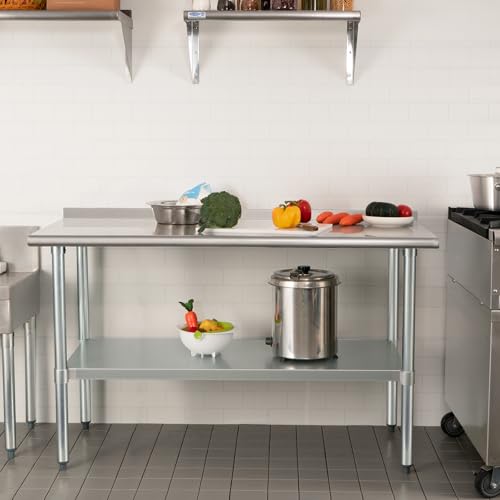 HARDURA Stainless Steel Prep & Work Table 30 x 72 Inches NSF Heavy Duty Commercial with Undershelf and Backsplash, Galvanized Legs for Commercial Food Prep - Thumbnail 7