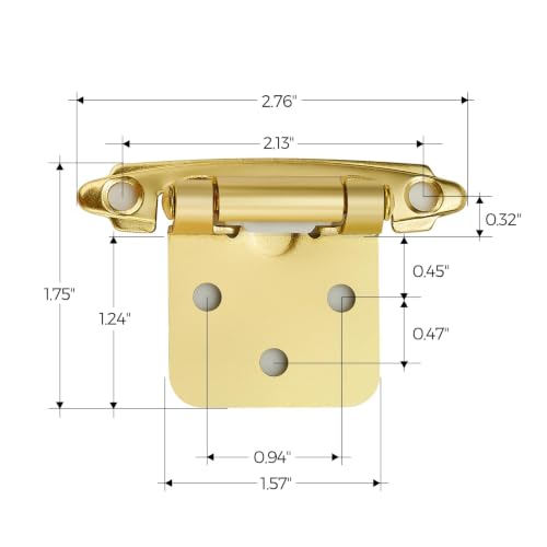 Image of Ravinte Gold Cabinet Hinges, 1 /2 Inch Overlay, 40 Pack (20 Pairs)