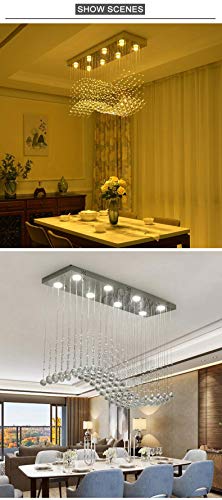 Image of Crystal Glass Ceiling Lamp Stainless Steel Chandelier with Glass Bead &Sparkling K9 Crystal Chandelier (Yellow Light) 4