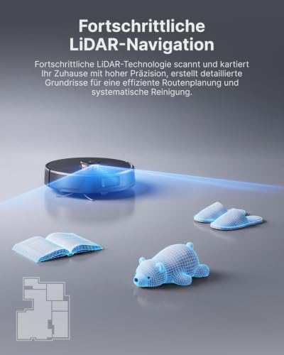 VONKO S6 Turbo Saugroboter mit Wischfunktion und Absaugstation, 20000Pa Saugkraft,LiDAR 2.0 Laser Navigation… – Ansicht 5