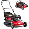 3 in 1 Gas Lawn Mower Self Propelled Self Propelled Gas Lawn Mower,131cc Gas Engine Lawns Mower, Push Lawns Mower with 50L Grass Tank,Big Wheels,Easy Start Red