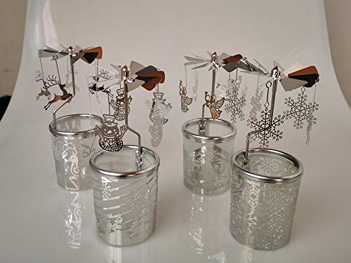 Ilajao Rotary Tea Light Carousel Angel Rotary Candle Holders Spinning Tealight Holders Christmas Decoration For Tabel Centrepieces Gift For Mom Women Wife Birthday-6 ¼ Inch Tall（Nordic Elk） #TOP5