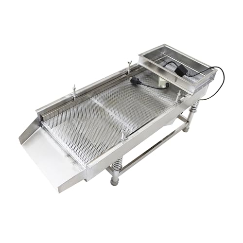 Yokoma 110V Linear Vibrating Screen Full Stainless Steel Industrial Vibrating Screen Electric Linear Screening Machine for Screening Powder Plastic Particles Grains with 6mm Screen 80W