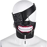 vieaying Tokyo Ghoul Kaneki Ken Mask 3D One Eyed Cosplay Prop with Zipper Mouth Reusable Half Full Face Costume for Halloween Carnival Themed Parties