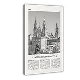 NEOHI Impresión de Santiago de Compostela en blanco y negro, paisaje de viaje de la ciudad de España, pósteres e impresiones estéticas para habitación, dormitorio, oficina, decoración de 40 x 60 cm