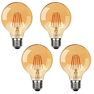 G80 Vintage led-gloeilamp, Edison Vintage led-lamp, antieke lamp, E27, 4 W, decoratieve antieke LED-gloeilamp, ideaal voor nostalgische en retro verlichting, 4 stuks