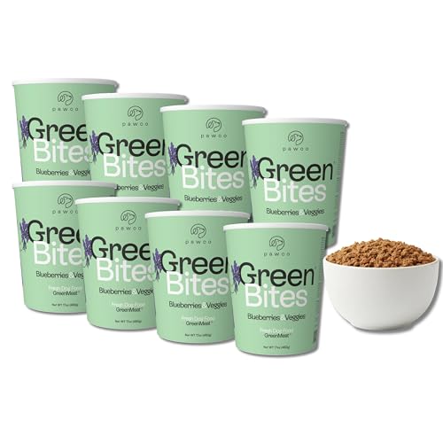 PawCo Fresh Dog Food – Supports Energy, Digestion & Overall Health – Blueberry Recipe with Spinach, Carrots, Flaxseed, Antioxidants & Probiotics – GreenBites – Pack of 8 x 17oz