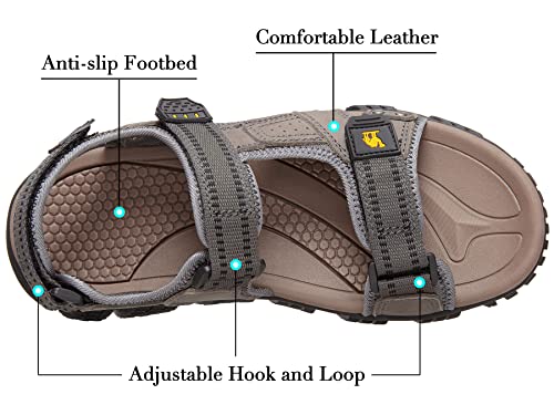 CAMEL CROWN Men's Water Sandals Waterproof Arch Support Hiking Sandals Comfort Leather Sandals Adjustable Athletic Outdoor Sandals for Summer Beach Trail Walking3