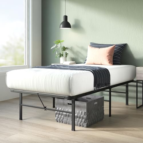 Image of Zinus Rumi 14in Twin Metal Bed Frame, Quick Assembly SmartBase Mattress Foundation, Heavy Duty Sturdy Steel with No Box Spring Needed, Eco-Friendly Packaging, Black