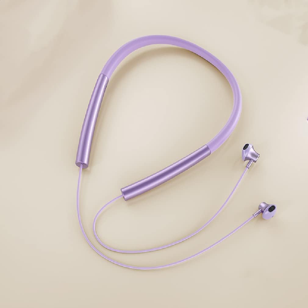 Wireless Neckband Headphones Sports Running Bluetooth 5.0 Wireless in-Ear Earphones with Mic, HiFi Stereo Deep Bass Waterproof Sweatproof,Purple