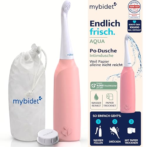 MyBidet Po Dusche Intimdusche spart 4000 Feuchttücher | 0% Chemie 100% Wasser Für zu Hause & mobiles bidet und reise bidet für unterwegs mobile Dusche
