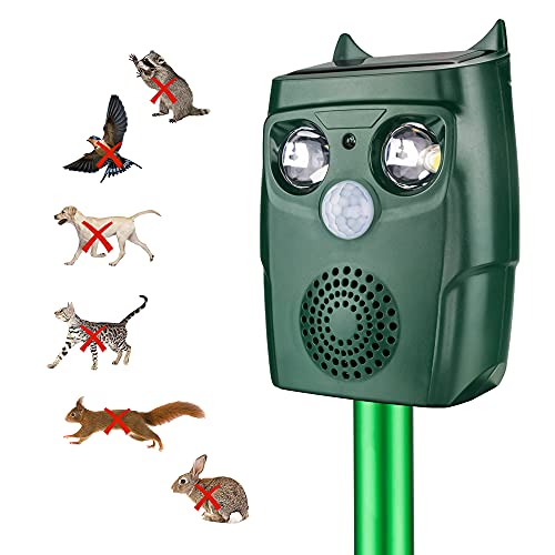Repelente Gatos, 3 Modos Repelente Solar de Animales Ultrasónico, Repelente Ultrasónico de Topos para Uso al Aire Libre, Ratones, Perroas, Pájaros