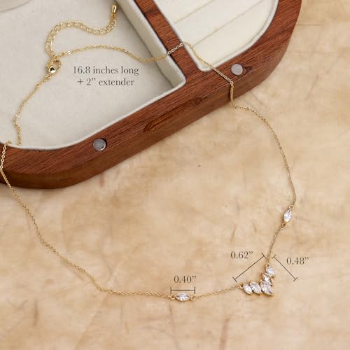 Sparkly Rhinestone Pendant Necklace for Woman, Dainty Cubic Zirconia Crystal Adjustable Chain Choker Necklaces Prom Wedding Fashion Jewelry Birthday Gift3