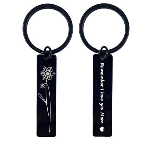 Customized Keychain with Picture, Calendar, Spotify code, Text Engraved, Dog Tag Personalized Photo Keychain (birth flower with name & stone)