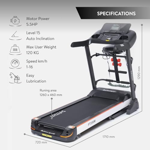 Image of Fitkit By Cult.Sport Ft350M 5.5Hp Peak Treadmill(Max Weight: 120Kg,Auto Incline,Max Speed 16Km /Hr&Massager)With Free Home Installation,Free Diet Plan,Trainer Led Sessions&1 Year Warranty,Black